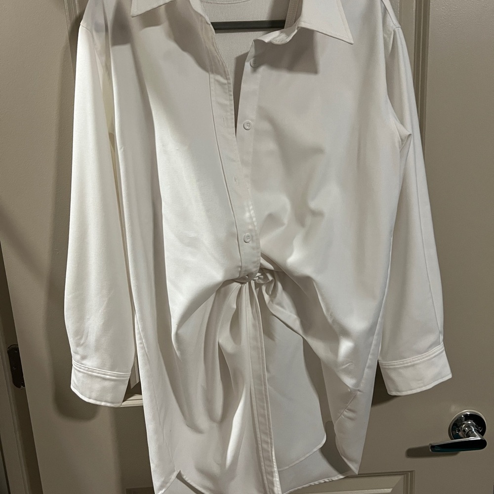 Elegant White Long Sleeve Women's Dress